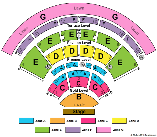 Verizon Wireless Amphitheatre Charlotte-nc Seating Map